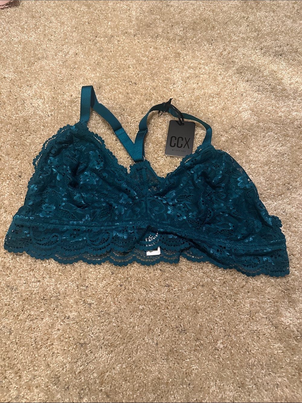 City Chic Teal Lace Bralette